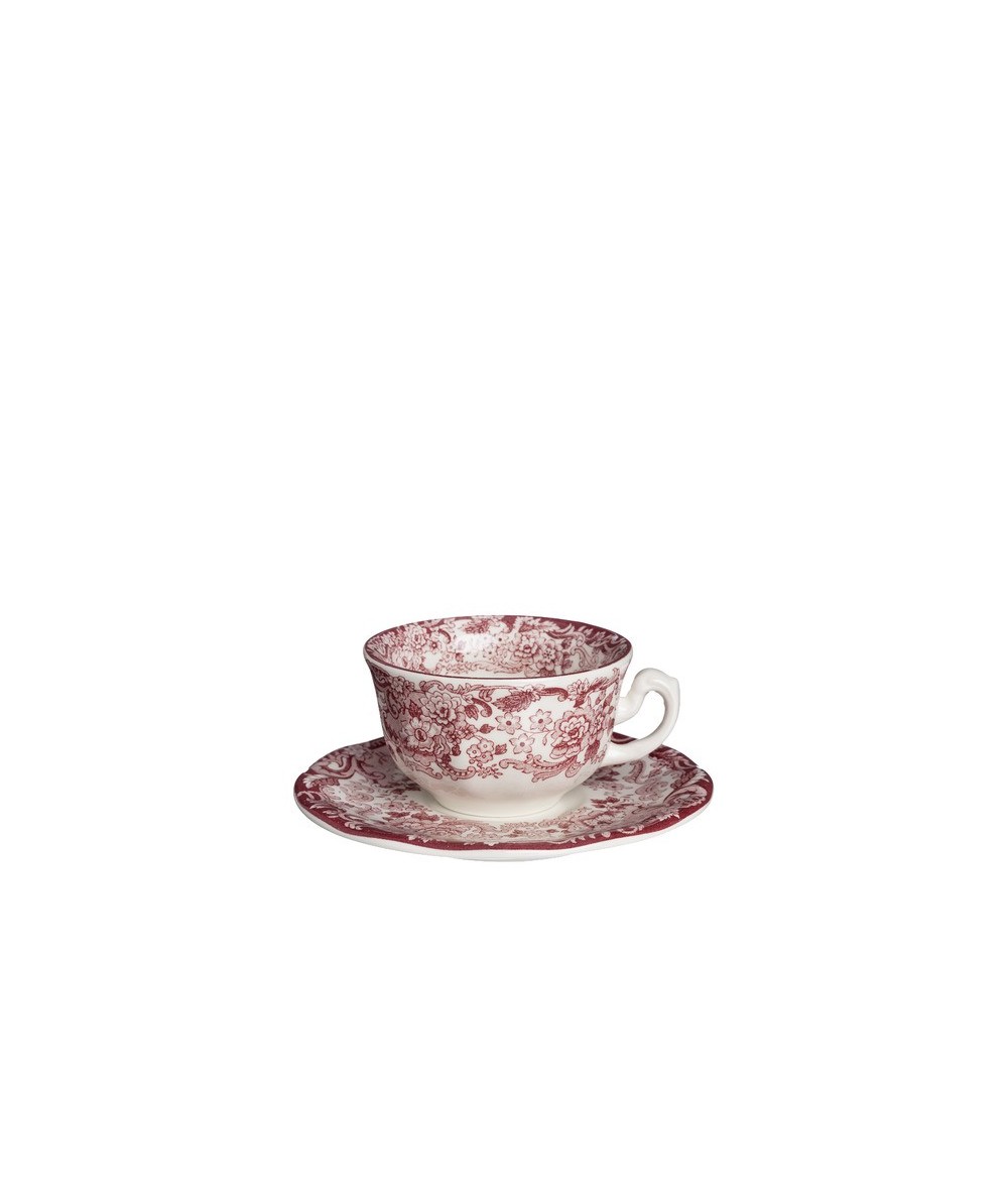 TAZA DE CAFÉ CON PLATO LA CARTUJA DE SEVILLA AURORA 202 ROSA