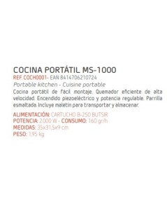 COCINA PORTÁTIL BUTSIR MS-1000