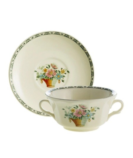 TAZA DE CONSOME CON PLATO CANASTO FLORAL