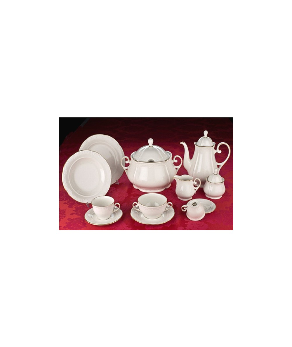 Platos Llanos Vajilla Santa Clara Filo Oro VAJILLA 57 PIEZAS